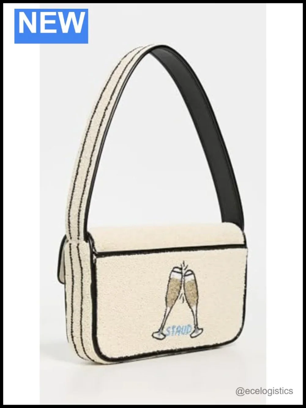 Beaded Weave Satchel Bag With Caviar Graphic Top Handle Shoulder Bag